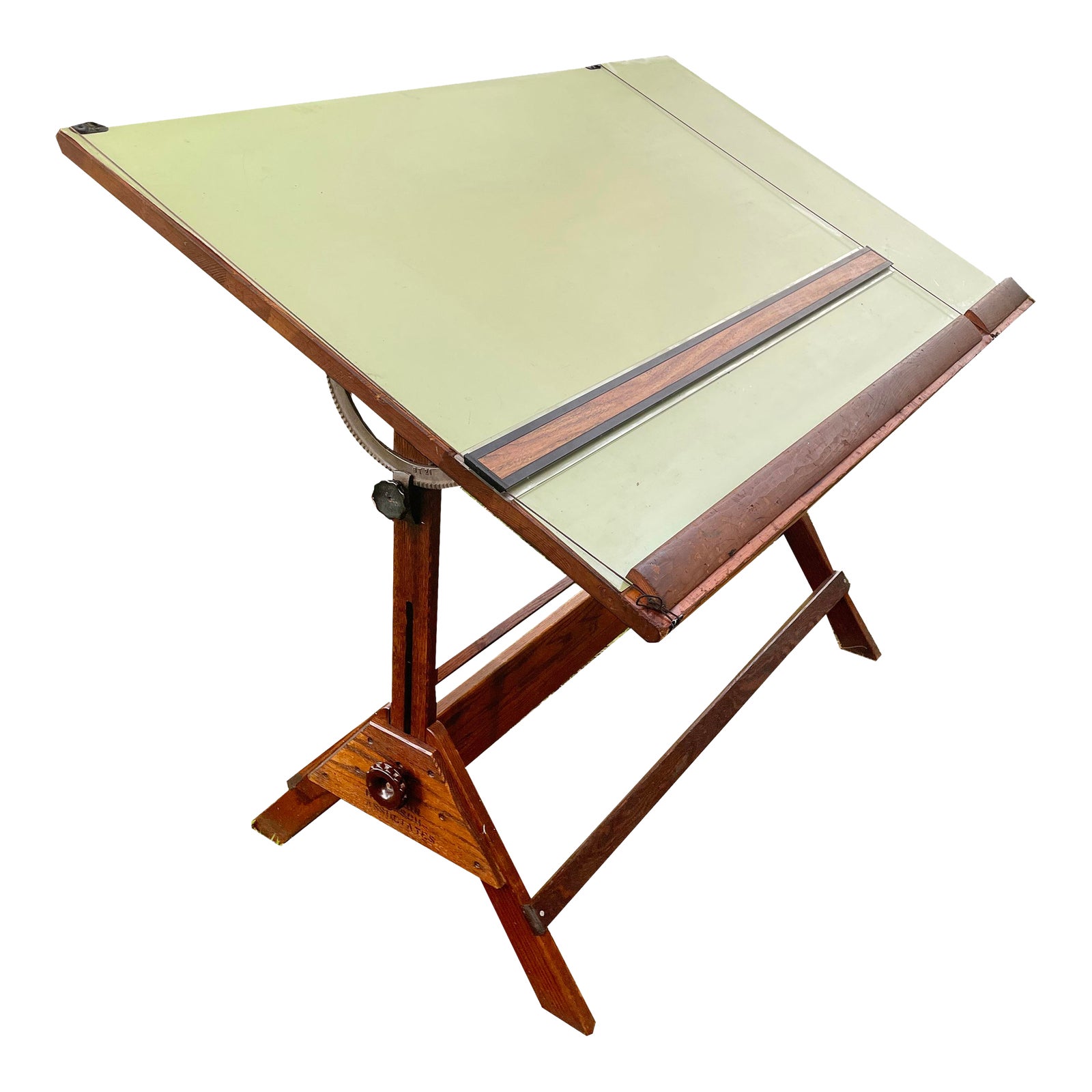 1960s Ancobilt Brand Drafting Table With Original MintGreen Vinyl