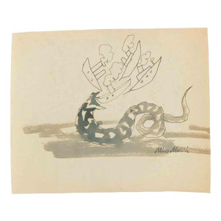 Mino Maccari, Sea Serpent, 1934, Watercolor For Sale