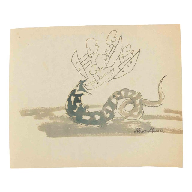 Mino Maccari, Sea Serpent, 1934, Watercolor For Sale