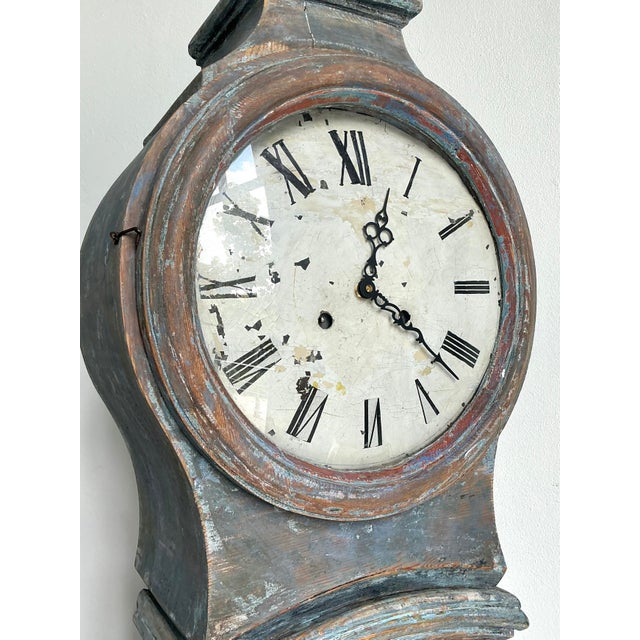 Vintage Patinated Gustavian Grandfather Clock For Sale - Image 9 of 14