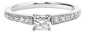 14K White Gold Diamond 1/2 Cttw Princess Cut Diamond Engagement Ring (G-H Color, VS2-SI1 Clarity) - Size 7
