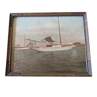 Vintage Nautical Sailboat Photograph Framed For Sale