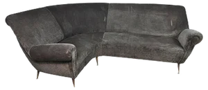 Vintage Italian Velvet Corner Sofa, 1950s