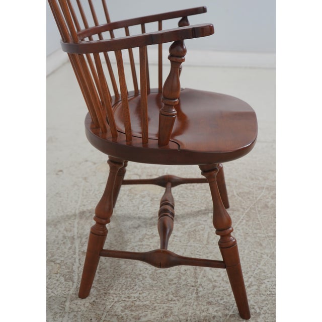 Wood Set of 8 Frederick Duckloe Cherry Windsor Fan Back Chairs For Sale - Image 7 of 18