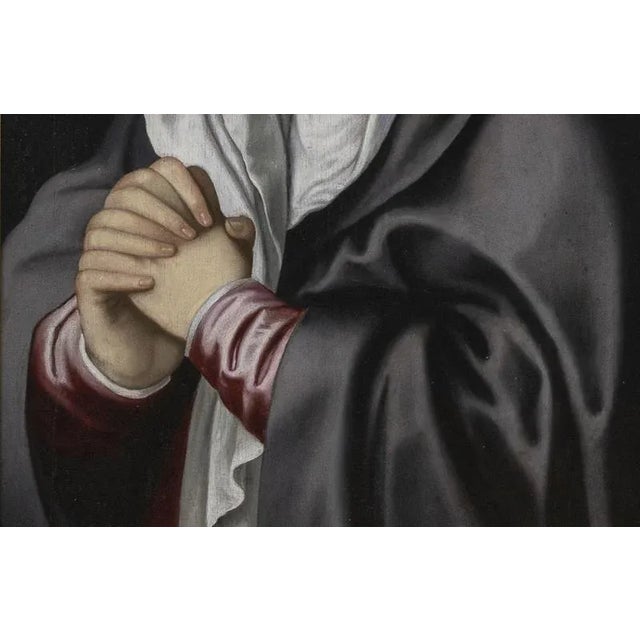 "mater dolorosa" follower of titian vecellio 17th century mater dolorosa oil on panel cm. 66 x 52 black and gold lacquer...