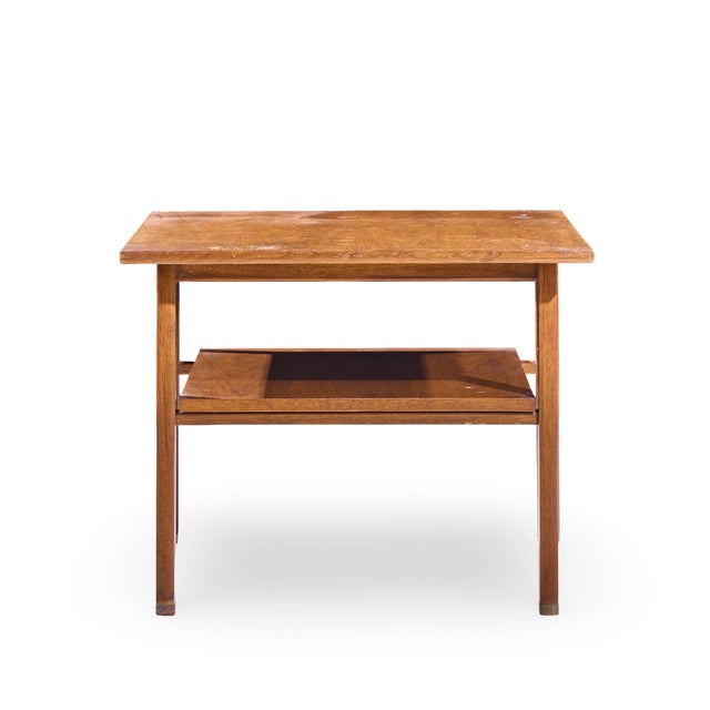 Wood Edward Wormley for Dunbar Mid Century Walnut and Brass Side End Tables - Pair For Sale - Image 7 of 12