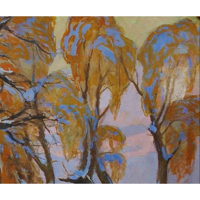 Realism Winter Landscape Painting, Antique Ukrainian Impressionism, 1962 110-130 For Sale - Image 3 of 6