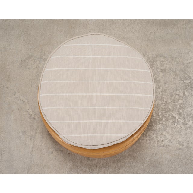 Paul Frankl Mid-Century 7 Strand Paul Frankl Style Stacked Rattan Ottoman For Sale - Image 4 of 18
