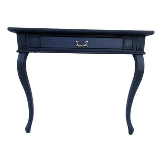 Antique Black Oak Console Table with Drawer For Sale