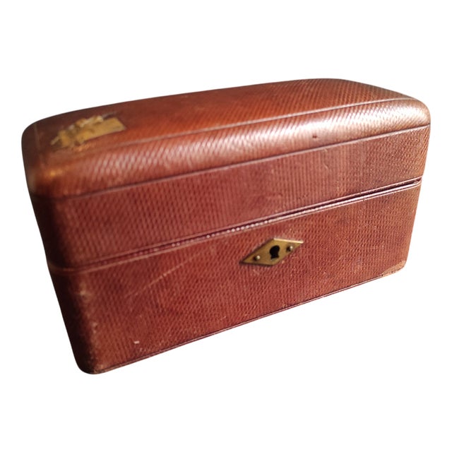 Antique French Jewellery Box in Leather and Silver For Sale