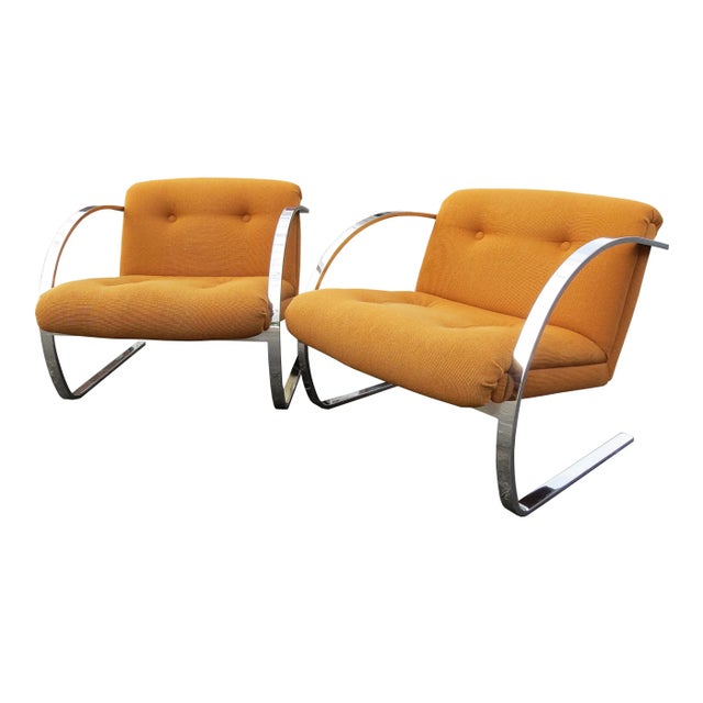 Modern Vintage Brueton Arc Cantilever Lounge Chairs by Charles Gibilterra - a Pair For Sale - Image 3 of 12