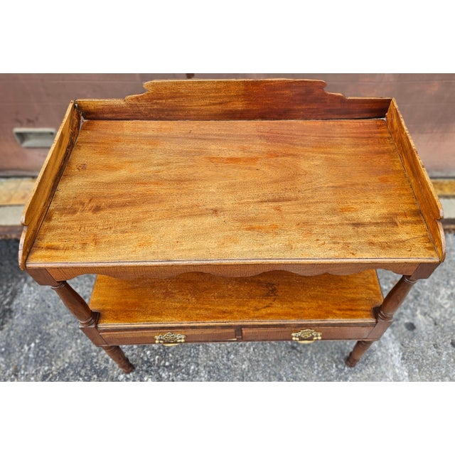 Early 20th Century Federal Style Mahogany Double Drawers Tiered Wash Stand For Sale - Image 4 of 10