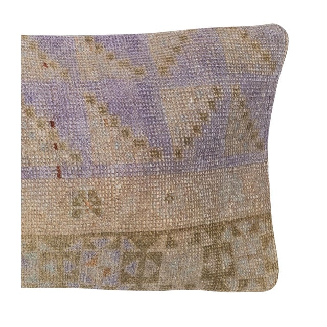 Traditional 13"x24" Vintage Wool Cushion Cover. Handknotted Rug Pillow. Turkish Throw Pillow For Sale - Image 3 of 4