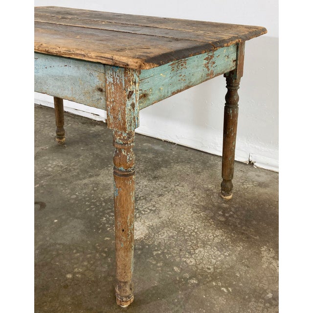 Antique French Blue Reclaimed Wood Side Table For Sale - Image 10 of 13