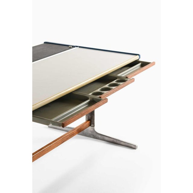 Black Mid-Century Desk in Aluminum, Lacquer, Laminate and Teak attributed to George Nelson, 1960s For Sale - Image 8 of 11