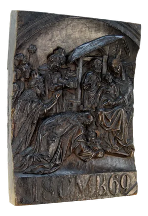 Carving of Biblical Magi, 1869, Oak