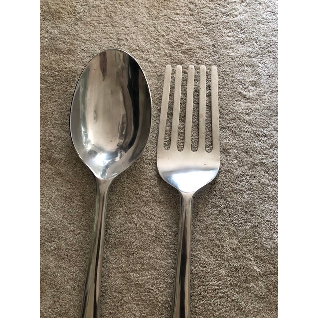 Californian artist Curtis Jere for Artisan House aluminum oversized fork and spoon pop art. Circa 1970’s. Each measure...
