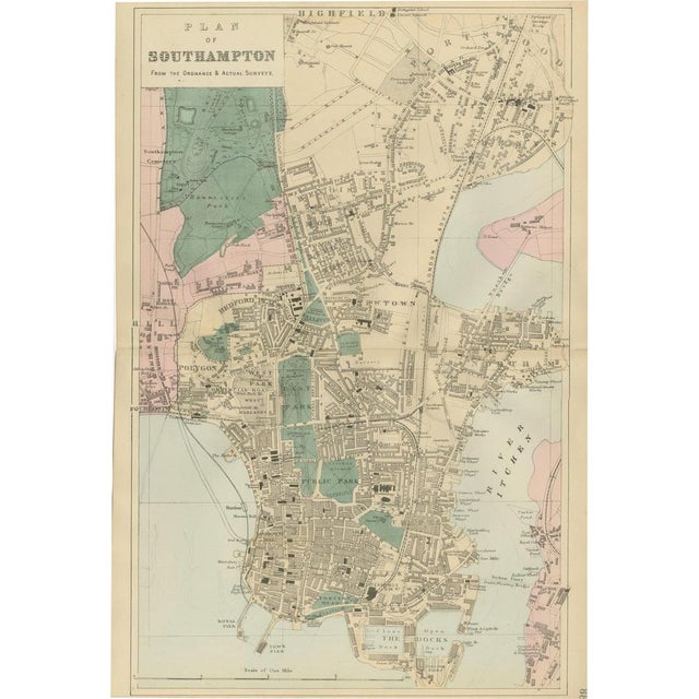 Antique Town Map of Southampton by George W. Bacon, 1885 For Sale - Image 15 of 15