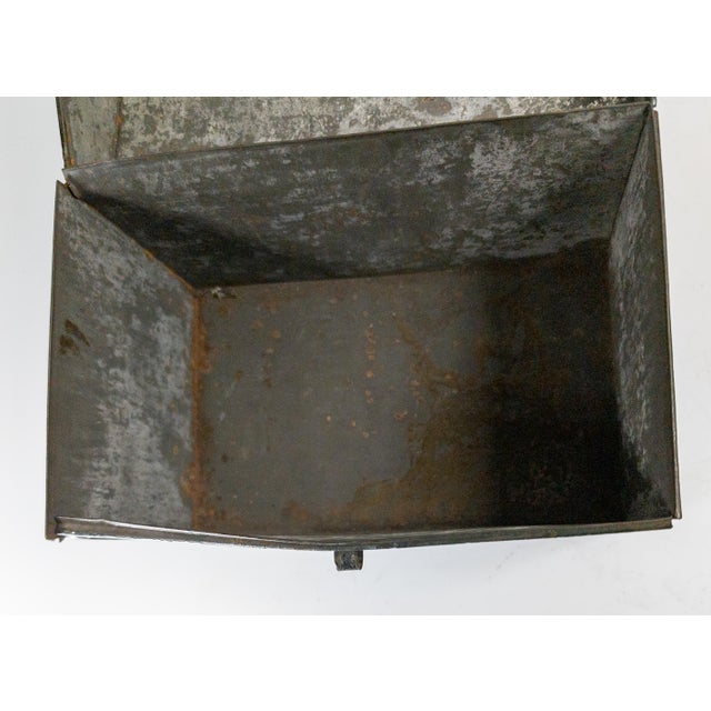 19th Century Folk Art Americana Primitive Toleware Document Box With Church and Figures For Sale - Image 14 of 16