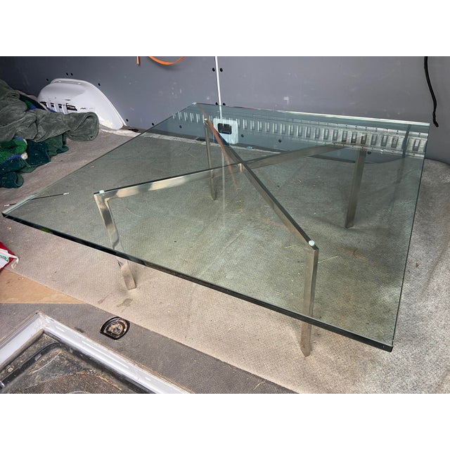 Metal Vintage Mid Century Modern Barcelona Stainless Coffee Table by Mies Van Der Rohe for Knoll For Sale - Image 7 of 17