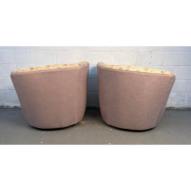 1990s 1990s Oversized Swivel Lounge Chairs Attributed to Weiman For Sale - Image 5 of 12