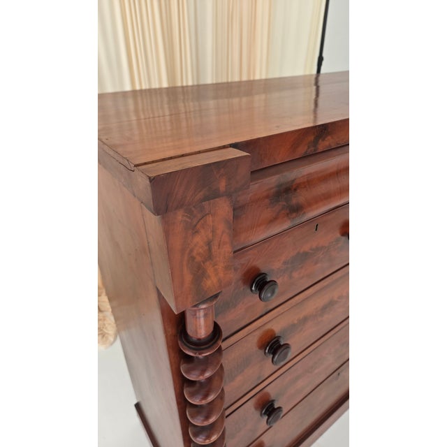 Antique Victorian Mahogany Chest of Drawers (Scotch Chest) Likely From 1850-1870s With Barley Twist Columns For Sale - Image 13 of 18