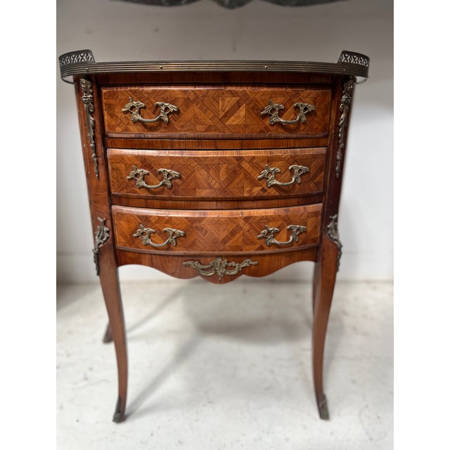 Louis XV Style Marquetry Half-Moon Commode with Cube Base, 1900s For Sale - Image 11 of 11