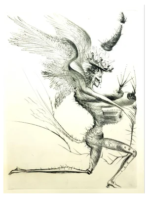 Salvador Dali, The Winged Demon, Original Etching, 1968