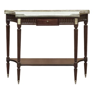 Antique French Directoire Neoclassical Mahogany Console With Carrara Marble For Sale