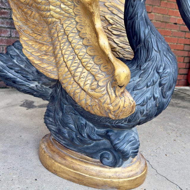 Vintage Hollywood Regency Parcel Gilt Swan Pedestal Dining Table Base - Newly Painted For Sale - Image 9 of 13