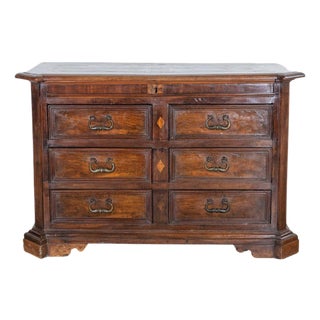 17th-Century Tuscan Walnut Chest of Drawers with Maple Inlay For Sale