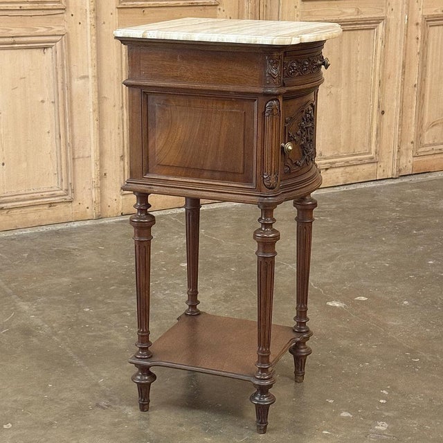 Burnt Umber 19th Century French Louis XVI Walnut Nightstand For Sale - Image 8 of 16