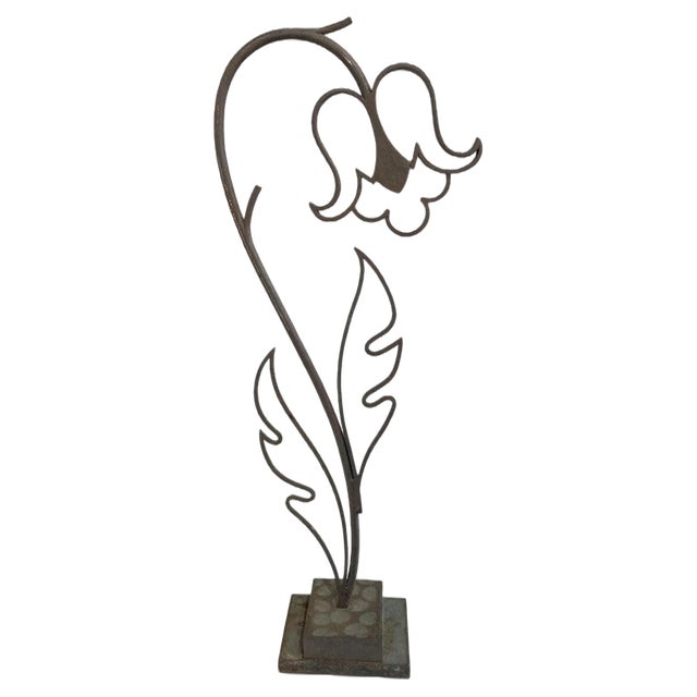 Mid-Century Bronze Flower Sculpture by Michel Zadounaïsky, France, 1989 For Sale