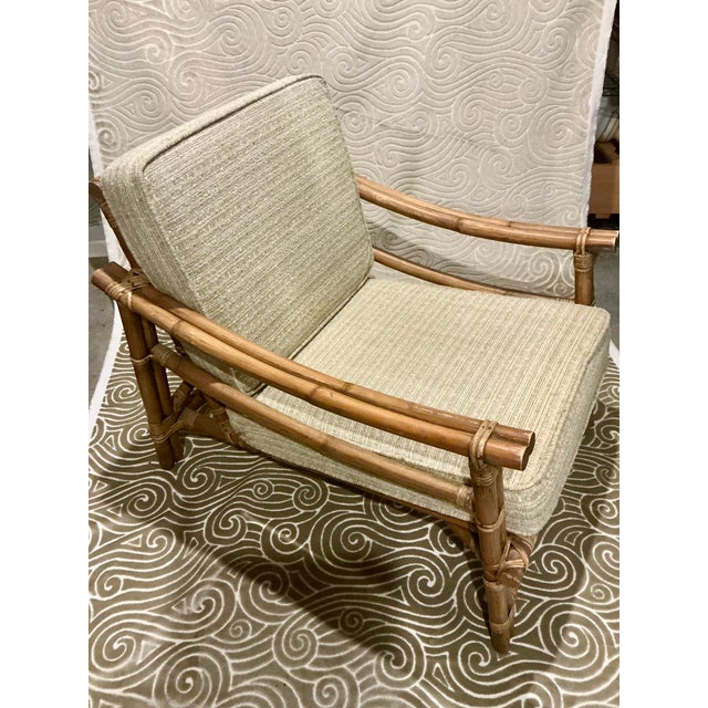 Mid 20th Century Vintage Mid-Century Modern Rattan Lounge Chair With Original Cushions For Sale - Image 5 of 5