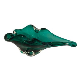 Emerald Green Murano Stretch Bowl For Sale