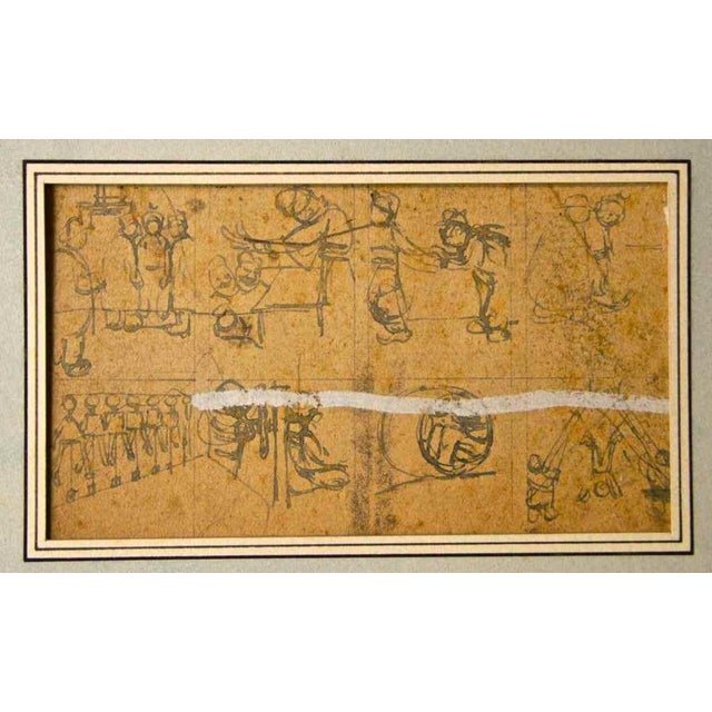 Pencil drawing on paper. Not signed. Good condition, with some diffused foxing. This piece is attributed to the mentioned...