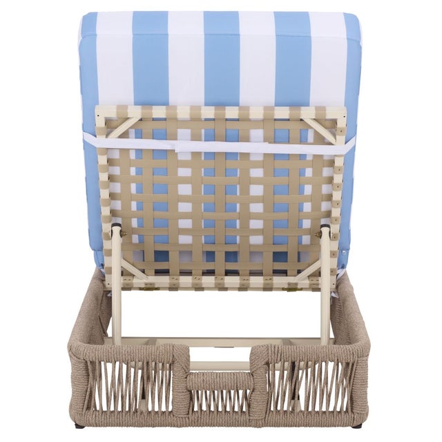 Gillian Chaise Lounge, Heather Tan/Baby Blue Stripe For Sale - Image 12 of 12