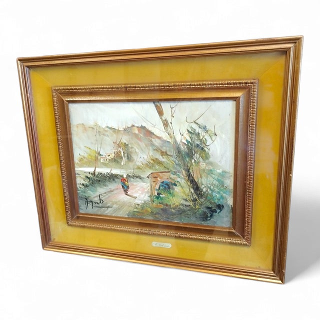 Brown Mino Argento, Rural Scene, Mid-20th Century, Oil on Canvas, Framed For Sale - Image 8 of 18