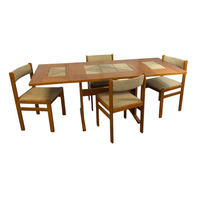 Mid-Century Modern Danish Teak 4-Seater Dining Table & Chairs from Gangso Mobler, 1970, Set of 5 For Sale