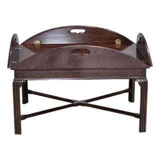 Late 20th Century Henredon Butler Table Mahogany Coffee Table Tray Table For Sale