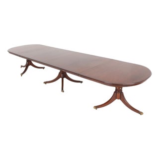 Regency Triple Pedestal Dining Table in Mahogany, 1890s For Sale