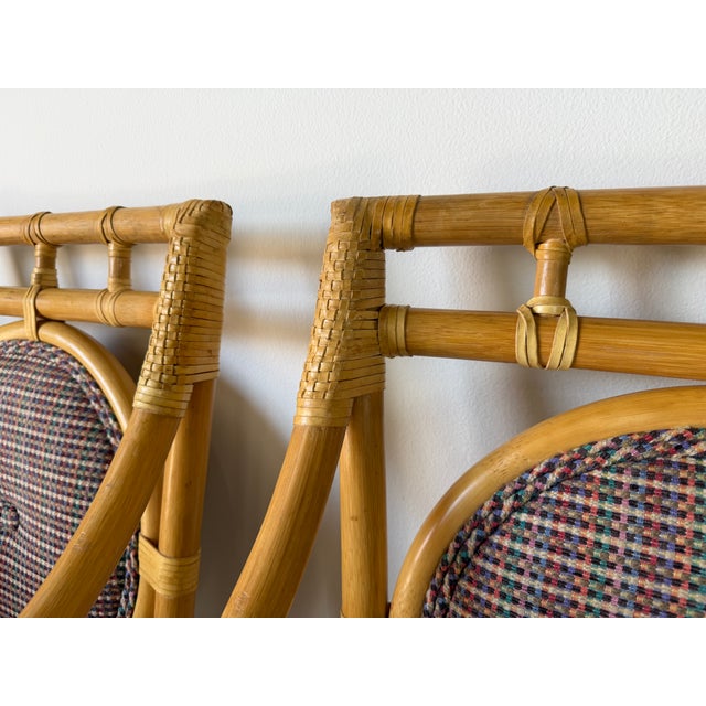 Vintage McGuire Style Bamboo & Leather Wrap Dining Arm Chairs – Set of 4 For Sale - Image 14 of 18
