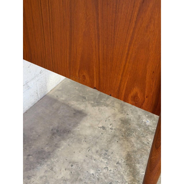 1960s Teak Two-Drawer Rectangular Writing Desk With Tapered Legs Danish Mid-Century Modern For Sale - Image 5 of 10