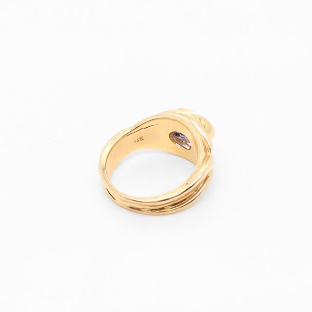 Vintage 14k Yellow Gold & Tanzanite Cocktail Ring For Sale - Image 11 of 12