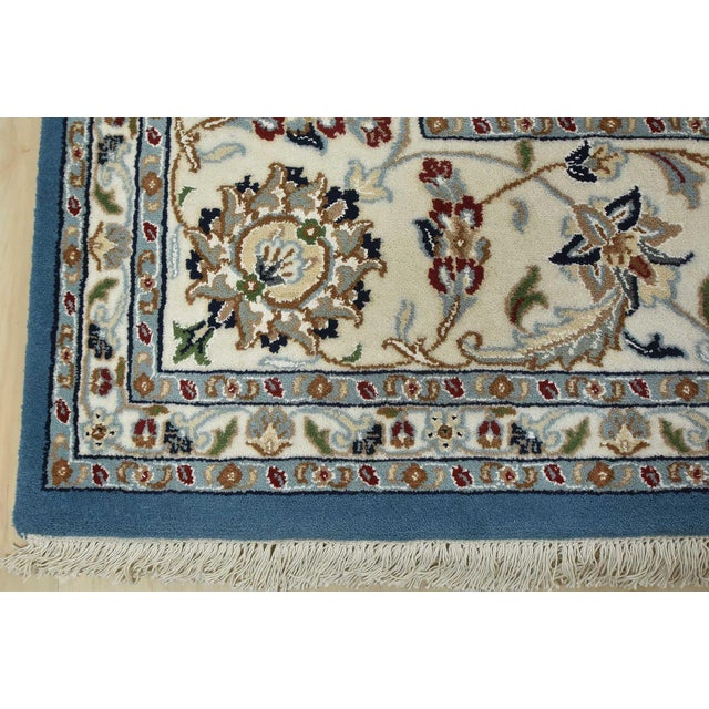 Fine Nain Rug 8'10'' X 12'3'' Blue Wool Traditional Hand-Knotted Oriental Carpet For Sale - Image 12 of 15