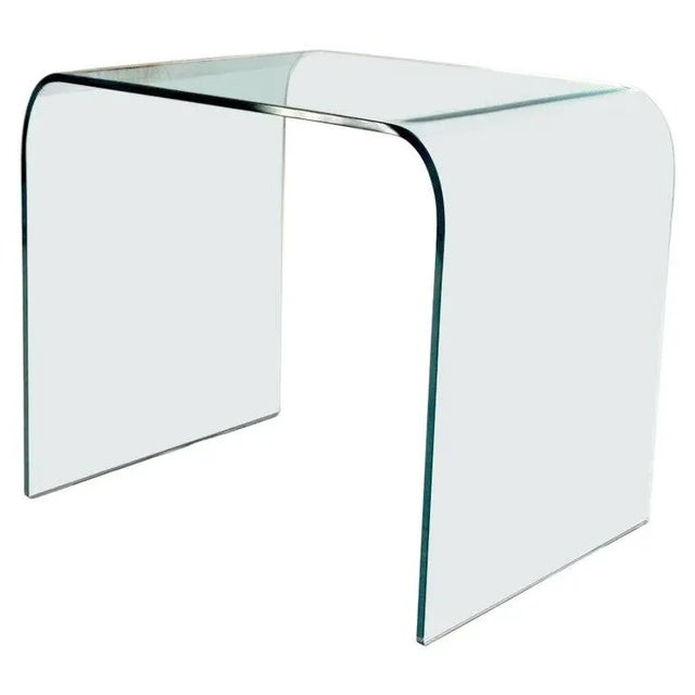 1970s Italian Mid-Century Modern Bent Glass End Table For Sale - Image 13 of 13