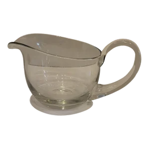Vintage Art Deco Style Glass Gravy Boat Made in Romania