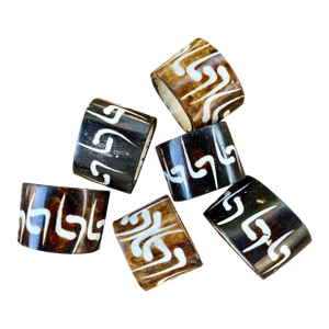 Batik Cow Bone Napkin Rings- Set of 6