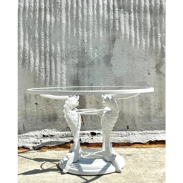 Metal Vintage Coastal Wrought Iron Koi Dining Table For Sale - Image 7 of 11