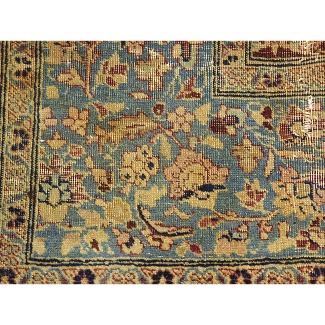 Beige Distressed Antique Persian Kerman Rug. 7'1"x 9'7" For Sale - Image 8 of 18